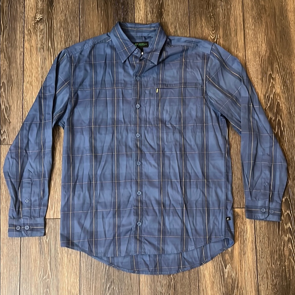 EMS Eastern Mountain Sports Men's Small Shirt Zip Pocket Blue Plaid Outdoor
